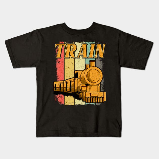 Vintage Train Lovers Gifts Retro Steam Train Novelty Gifts Kids T-Shirt by Proficient Tees